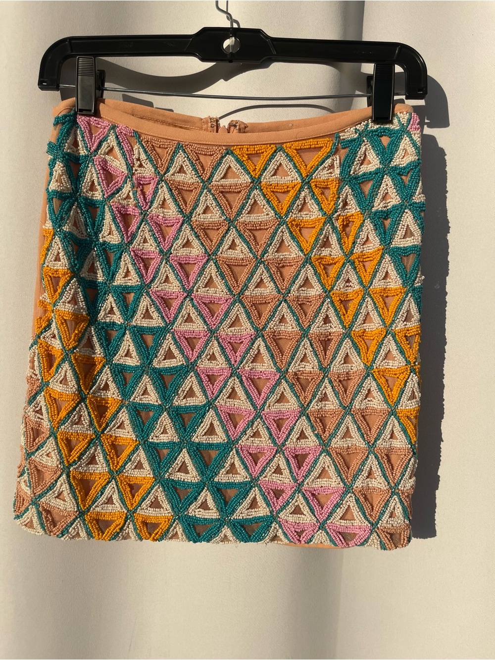 Walter Baker Multicolor Crochet Triangle Mini Skirt — Teal, Pink, Mustard, Beige - Picture 4 of 9